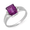 Image 1 : 1.47 ctw Amethyst & Diamond Ring 10k White Gold - REF-9G8W