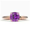 Image 1 : 2 ctw Cushion Cut Amethyst Designer Engagment Ring 14k Rose Gold - REF-16M2G