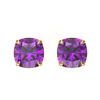 Image 1 : 4 ctw Cushion Cut Amethyst Designer Stud Earrings 18k Yellow Gold - REF-21N8F