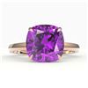 Image 1 : 6 ctw Cushion Cut Amethyst Designer Engagment RNG 14k Rose Gold - REF-21W3H