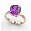 Image 2 : 6 ctw Cushion Cut Amethyst Designer Engagment RNG 14k Rose Gold - REF-21W3H