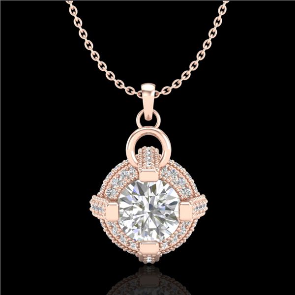 1.57 ctw VS/SI Diamond Micro Pave Stud Necklace 18k Rose Gold - REF-229N3F