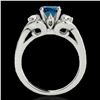 Image 2 : 1.7 ctw SI Certified Fancy Blue Diamond 3 Stone Ring 10k White Gold - REF-163A6N