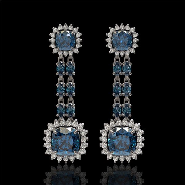 20.04 ctw London Topaz & Diamond Earrings 14K White Gold - REF-239G8W