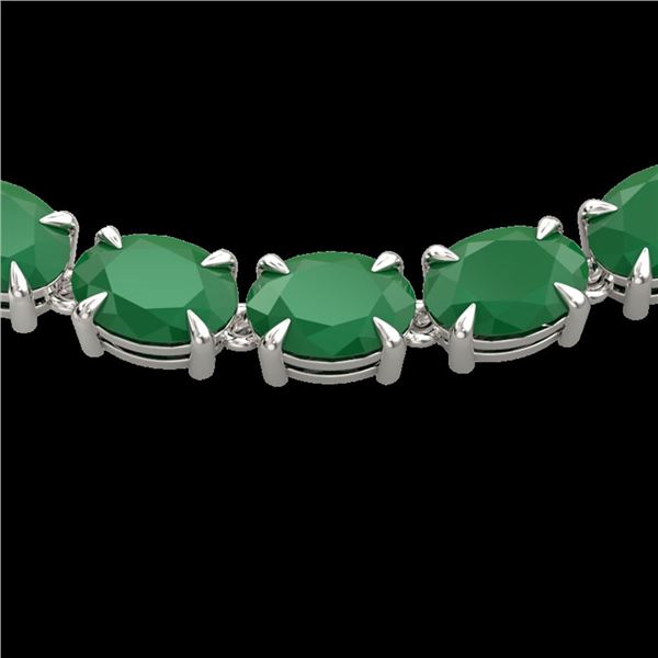 68 ctw Emerald Eternity Designer Necklace 14k White Gold - REF-418G2W