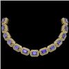 Image 1 : 50.67 ctw Tanzanite & Diamond Victorian Bracelet 14K Yellow Gold - REF-2709R3K