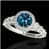 Image 1 : 1.50 ctw SI Certified Fancy Blue Diamond Solitaire Halo Ring 10k White Gold - REF-133H6R