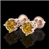 Image 1 : 1.26 ctw Intense Fancy Yellow Diamond Art Deco Earrings 18k Rose Gold - REF-200A2N