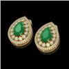 Image 2 : 9.74 ctw Certified Emerald & Diamond Victorian Earrings 14K Yellow Gold - REF-309X3A
