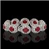 Image 2 : 49.17 ctw Certified Ruby & Diamond Victorian Bracelet 14K White Gold - REF-1369W3H