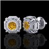 Image 2 : 1.11 ctw Intense Fancy Yellow Diamond Art Deco Earrings 18k White Gold - REF-158K2Y