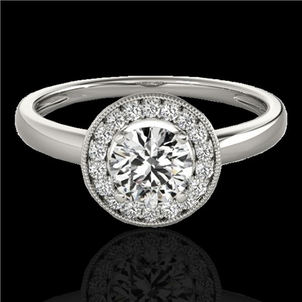 1.15 ctw Certified Diamond Solitaire Halo Ring 10k White Gold - REF-184A3N