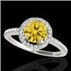 Image 1 : 1.4 ctw Certified SI/I Fancy Intense Yellow Diamond Ring 10k White Gold - REF-190A9N