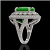 Image 3 : 9.27 ctw Jade & Diamond Victorian Ring 14K White Gold - REF-245R5K