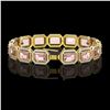 Image 2 : 37.11 ctw Morganite & Diamond Micro Pave Halo Bracelet 10k Yellow Gold - REF-787X3A