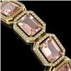 Image 3 : 37.11 ctw Morganite & Diamond Micro Pave Halo Bracelet 10k Yellow Gold - REF-787X3A