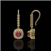 Image 2 : 5.1 ctw Certified Ruby & Diamond Victorian Earrings 14K Yellow Gold - REF-172A8N