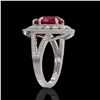 Image 3 : 5.12 ctw Certified Ruby & Diamond Victorian Ring 14K White Gold - REF-161X8A
