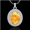 Image 1 : 4 ctw Citrine & Micro Pave VS/SI Diamond Necklace 18k White Gold - REF-92W4H