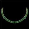 Image 1 : 43.13 ctw Emerald & Diamond Necklace 14K Yellow Gold - REF-527Y3X
