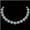 Image 1 : 86.75 ctw Turquoise & Diamond Victorian Necklace 14K Rose Gold - REF-2583G6W