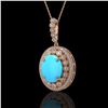 Image 1 : 8.97 ctw Turquoise & Diamond Victorian Necklace 14K Rose Gold - REF-245X5A