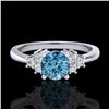 Image 2 : 0.75 ctw Fancy Intense Blue Diamond Engagment Ring 18k White Gold - REF-89F3M