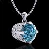Image 3 : 1.5 ctw Fancy Intense Blue Diamond Art Deco Necklace 18k White Gold - REF-172Y8X