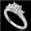 Image 1 : 2.14 ctw Princess VS/SI Diamond Art Deco 3 Stone Ring 18k White Gold - REF-454R5K