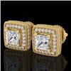 Image 1 : 2.01 ctw Princess VS/SI Diamond Art Deco Stud Earrings 18k Yellow Gold - REF-285R5K