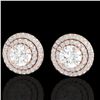 Image 1 : 2 ctw Micro Pave VS/SI Diamond Certified Stud Earrings 14k Rose Gold - REF-263M6G