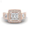 Image 2 : 3 ctw Princess VS/SI Diamond Art Deco 3 Stone Ring 18k Rose Gold - REF-563K6Y