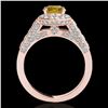 Image 2 : 2.56 ctw Certified SI/I Fancy Intense Yellow Diamond Ring 10k Rose Gold - REF-354A5N