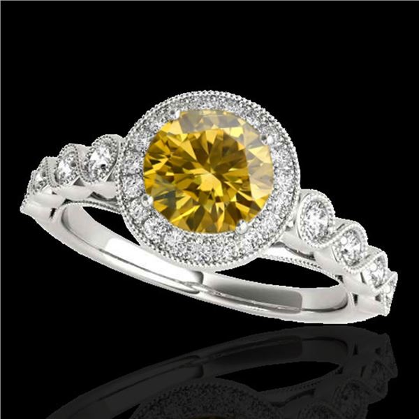 1.93 ctw Certified SI/I Fancy Intense Yellow Diamond Ring 10k White Gold - REF-320A5N