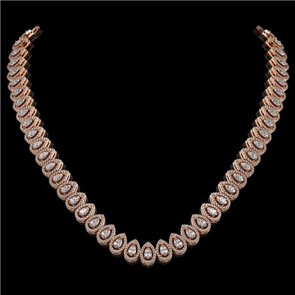 24.19 ctw Pear Cut Diamond Micro Pave Necklace 18K Rose Gold - REF-2092W6H