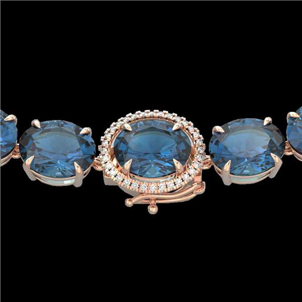 177 ctw London Blue Topaz & Diamond Micro Necklace 14k Rose Gold - REF-563K5Y