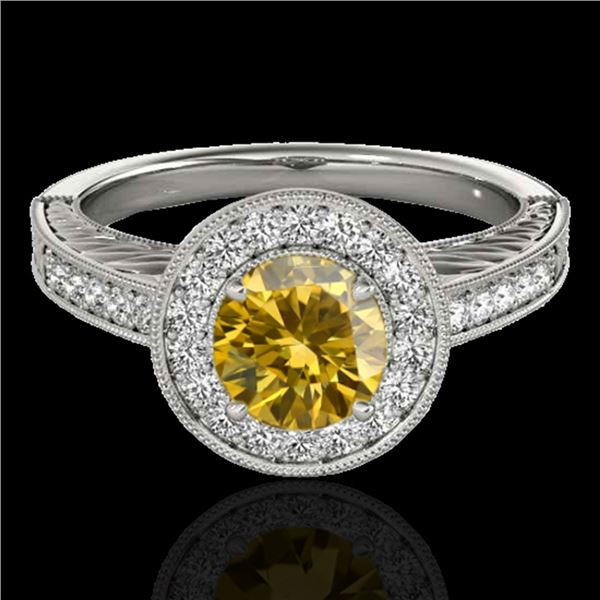 1.5 ctw Certified SI/I Fancy Intense Yellow Diamond Ring 10k White Gold - REF-231M8G