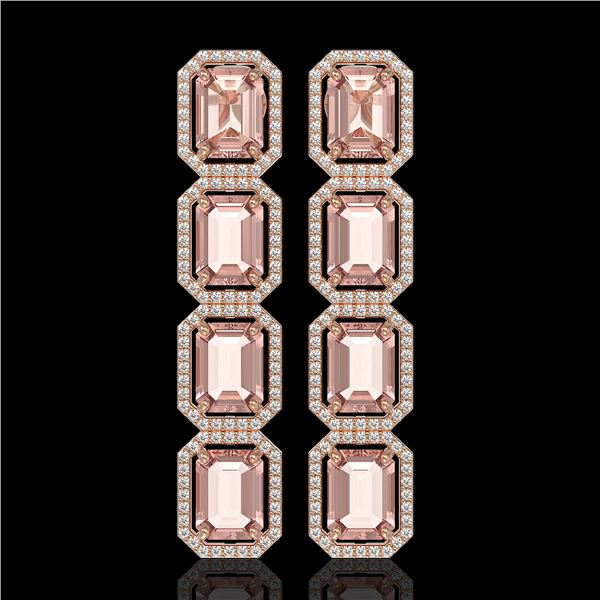 19.81 ctw Morganite & Diamond Micro Pave Halo Earrings 10k Rose Gold - REF-424R8K