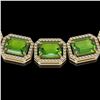Image 3 : 73.41 ctw Peridot & Diamond Micro Pave Halo Necklace 10k Yellow Gold - REF-888G2W