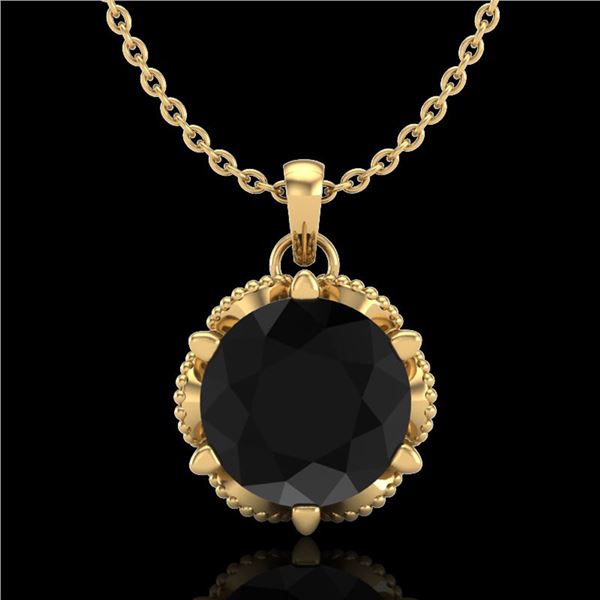 1.36 ctw Fancy Black Diamond Art Deco Stud Necklace 18k Yellow Gold - REF-85G5W