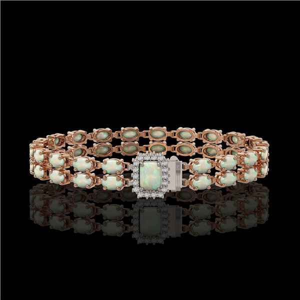 13.48 ctw Opal & Diamond Bracelet 14K Rose Gold - REF-236N4F