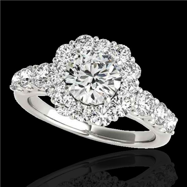 2.25 ctw Certified Diamond Solitaire Halo Ring 10k White Gold - REF-245K5Y