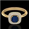 Image 1 : 1.16 ctw Sapphire & Micro VS/SI Diamond Ring Halo 18k Yellow Gold - REF-80K2Y