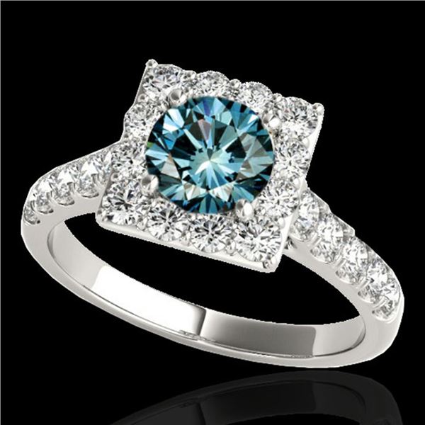 2.5 ctw SI Certified Fancy Blue Diamond Solitaire Halo Ring 10k White Gold - REF-218M2G