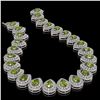 Image 2 : 124.02 ctw Tourmaline & Diamond Victorian Necklace 14K White Gold - REF-3955R5K
