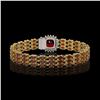 Image 3 : 25.08 ctw Garnet & Diamond Bracelet 14K Yellow Gold - REF-281M8G