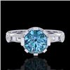 Image 2 : 1.71 ctw Fancy Intense Blue Diamond Art Deco Ring 18k White Gold - REF-263N6F