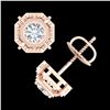 Image 3 : 1.11 ctw VS/SI Diamond Solitaire Art Deco Stud Earrings 18k Rose Gold - REF-254R5K