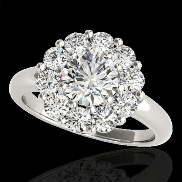 2.09 ctw Certified Diamond Solitaire Halo Ring 10k White Gold - REF-225R2K