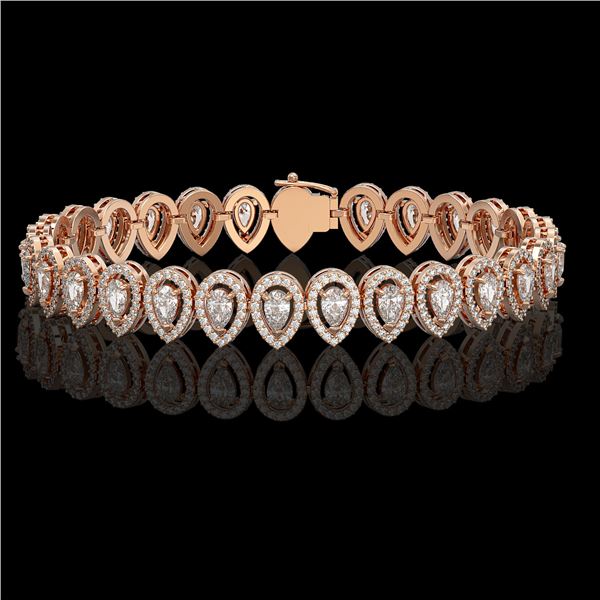 10.36 ctw Pear Cut Diamond Micro Pave Bracelet 18K Rose Gold - REF-898K6Y
